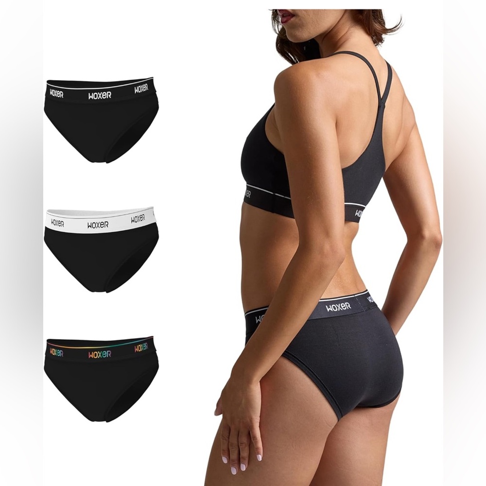 🖤 NWT Woxer Bikini Briefs – 3-Pack (Black, S)